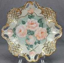 Antique German Hand-Painted Porcelain Square Handled Bowl with White Rose — listing 4