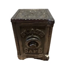 Vintage Mechanical Combination Dial Coin Safe / Bank with Visible Gear Movement, 5x4 in. — listing 4