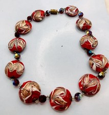Vintage Venetian Murano Aventurine Copper Fleck Glass Bead Necklace — listing 6
