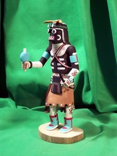 Hopi-Style Carved Kachina Doll, White Face with Black Beard and Painted Sash — listing 2