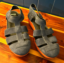 Camper Black Leather Strappy Slingback Sandals