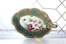 Antique Nippon Hand-Painted Porcelain Handled Nappy Dish with Gold Floral Motif — listing 2