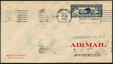 1928 Lindbergh West Indian Aerial Express Airmail Cover with Spirit of St. Louis Photo - Framed Display