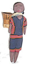 Vintage Small Handmade Cloth Doll with Embroidered Face and Stitched Dress — listing 4