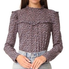 Rebecca Taylor LA VIE Floral Print Short Sleeve Blouse — listing 5