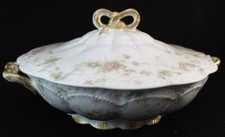 Haviland France 'The Princess' Porcelain Fruit/Sauce Bowl with Pink Roses and Blue Ribbons — listing 2