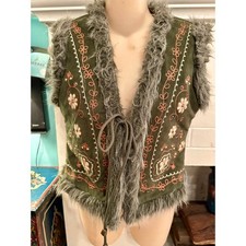 Penny Lane Faux Fur Trim Suede Boho Vest — listing 6