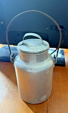 Vintage Aluminum Hinged-Lid Milk Jug / Coffee Pot with Spout and Handle
