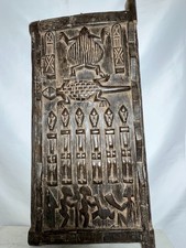 African Style Carved Wood Mask on Metal-Clad Stand, Elongated Coiffure — listing 2
