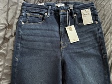 Good American Good Legs High Waist Skinny Jeans, Size 12/31, Distressed Dark Wash — listing 6