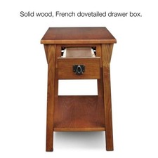 Traditional Cherry-Finish Chairside End Table with Drawer and Cabinet — listing 3