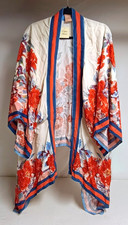 Bohemian Floral Duster Cardigan, Black/Raspberry Velvet Burnout, Bell Sleeves with Bow Ties, Size Medium No tags at all — listing 5