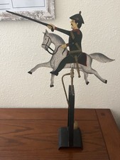 Hand-Painted Tin Medieval Lady on Horseback Balance Toy / Pendulum Figure on Stand — listing 2