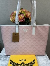 MCM Himmel Lauretos Monogram Drawstring Tote Bag in Powder Pink — listing 2