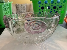 Emerald Green Cut-to-Clear Crystal Rose Bowl / Spherical Vase — listing 3