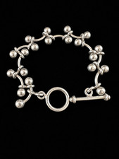 Silpada Sterling Silver DNA Interlocking Bracelet, Ball & Bar Links, Toggle Clasp, 7" L