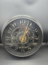 Sterling & Noble Round Brushed Metal Wall Clock with Cream Crackle-Finish Dial — listing 3