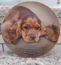 Framed Collector Plate Featuring a Spaniel Dog in Wooden Round Frame — listing 6