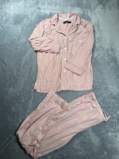 Pink & White Striped Metallic Shimmer Pajama Pants — listing 4