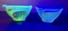 Vintage Uranium Green Glass Swan Figural Bowl / Trinket Dish, 4 inches tall — listing 6