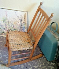Antique Child's Ladder-Back Rocking Chair with Original Red Paint and Woven Split Seat — listing 3