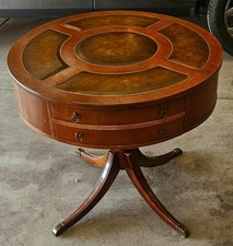 Vintage Duncan Phyfe Style Pedestal Occasional Table with Beaded Edge and Splayed Tripod Legs