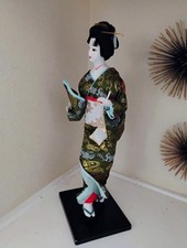 Vintage Japanese Geisha Doll in Red Wedding Kimono with Tsunokakushi Headdress, Display Case — listing 5