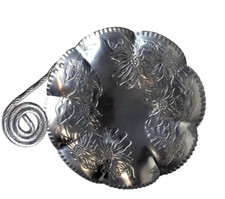 Farber & Shlevin Hand-Wrought Aluminum Floral Bowl with Coiled Handle #1702 — listing 6