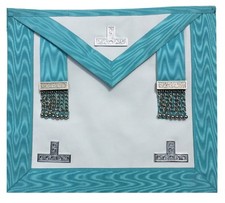 Masonic Craft Lodge Officer's Apron with Light Blue Silk Trim, Rosettes, and Silver Bullion Tassels — listing 3