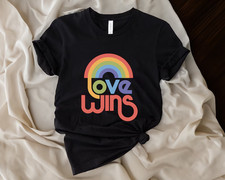 Slip-On Canvas Sneakers with Pride "Love Wins" Rainbow Heart Print