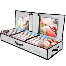 Gray Snowflake Print Gift Wrap Storage Organizer with Compartments — listing 5