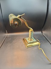 Vintage Brass and Wood Piano/Bankers Desk Lamp with Adjustable Shade — listing 5
