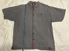 Marc Ecko Cut & Sew Men's Short-Sleeve Button-Up Shirt, Size L, Black/White Textured Print with Zip Chest Pocket — listing 4