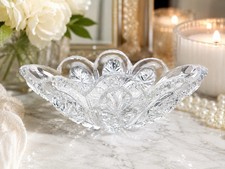 Vintage Cut Crystal Square Bonbon Dish with Floral & Fern Wheel-Cut Design, 5.75" — listing 2