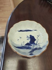 Japanese Blue and White Transferware Charger with Koi and Floral Motif — listing 6