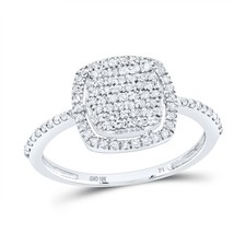 Silver-Tone Halo Cluster Ring with Clear Round Center Stone — listing 6