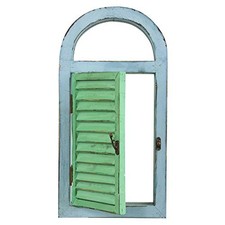 Arched Window Wall Mirror with Functional White Shutters, Farmhouse Cottage Decor — listing 4