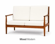 Mid-Century Modern Teak Frame Settee/Loveseat with Integrated Side Table — listing 6