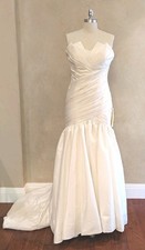 Strapless Ruched Bodice Wedding Dress with Lace Appliqué — listing 5