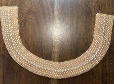 Vintage Faux Pearl Beaded Detachable Collar with Gold Metallic Lace Trim — listing 6