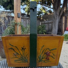 Antique Chinese Hand-Painted Wooden Rice Bucket with Floral Decoration — listing 5