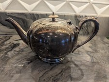 Antique Silver-Plate Teapot with Repoussé Floral Band and Ornate Finial — listing 2