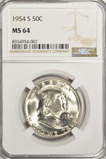 1954-S Franklin Half Dollar, 90% Silver US Coin
