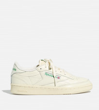 Reebok Club C Mid-Top Leather Sneakers, White/Green — listing 2