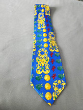 Vintage Gianni Versace Silk Necktie, Blue & Black Geometric Jacquard — listing 6