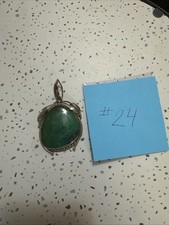 Green Mohave Turquoise Oval Cabochon Sterling Silver Pendant Yes - marked 925 or Sterling — listing 3