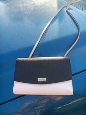 Kate Spade New York Colorblock Pebbled Leather Triple Compartment Satchel with Crossbody Strap, White/Beige/Black — listing 4