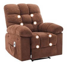 Brown Chenille Upholstered Rocker Recliner Chair with Rolled Arms — listing 6