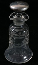 Vintage Clear Glass Kerosene Oil Lamp with Etched Torch & Wreath Chimney — listing 2