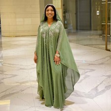 Modest Maxi Abaya Dress with Navy Contrast Yoke and Floral Appliqué — listing 2